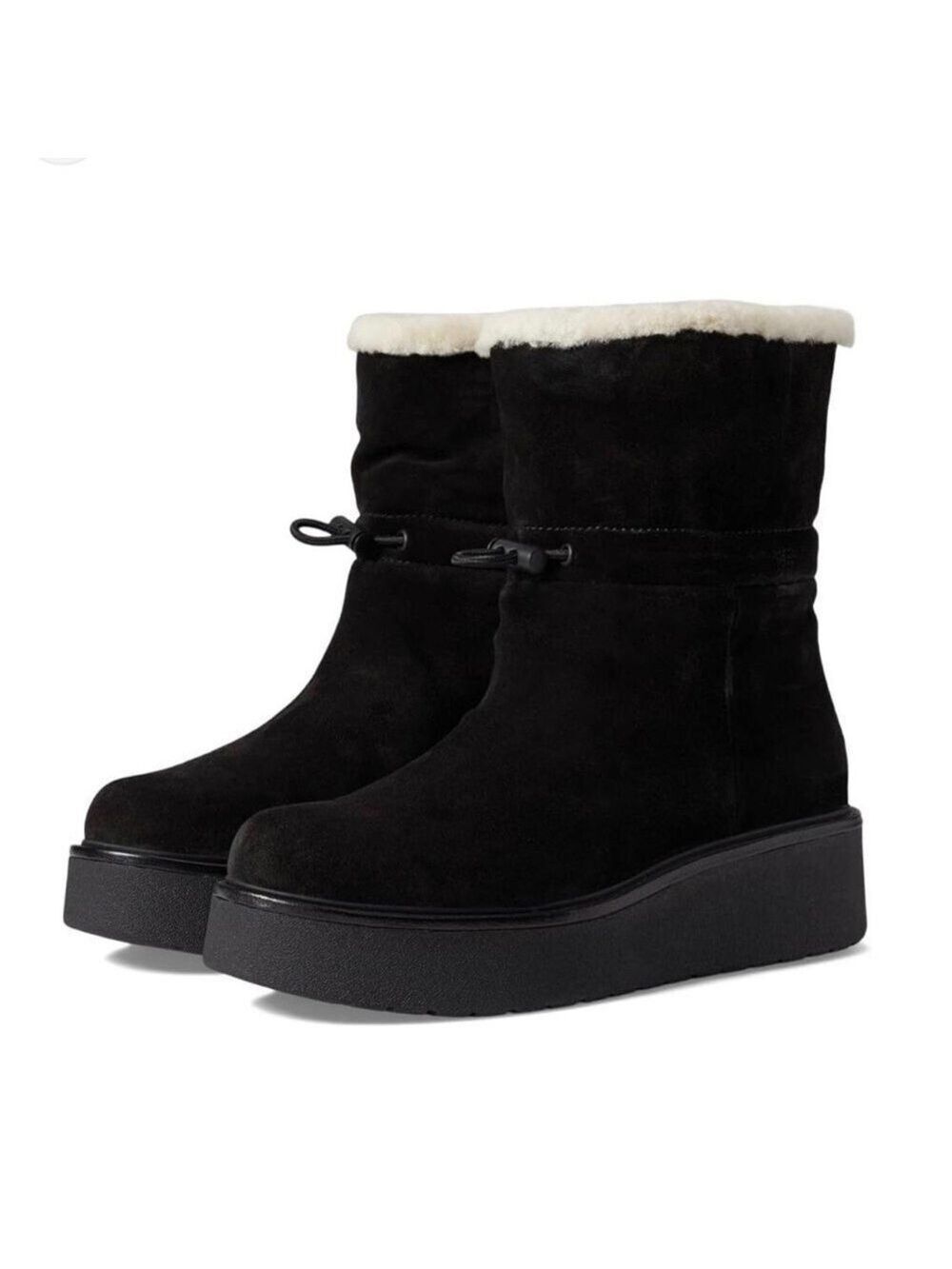 Vince Bellingham Suede Flatform Shearling Snow Boots in Black- NWT
